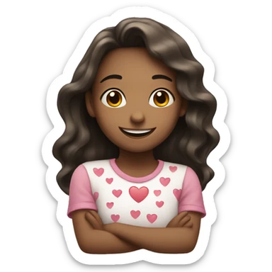 Girl smiling with hearts sticker
