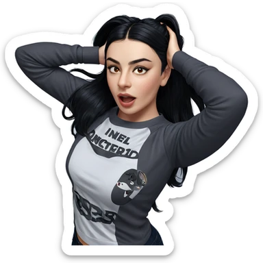 realistic girl with black hair sticker