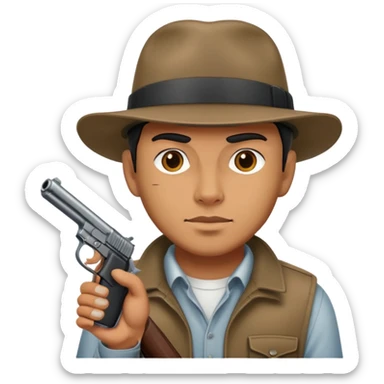 Man with Detroit hat with gun in hand  sticker