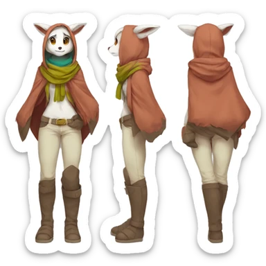 Anthro Sona Fakemon with a scarf and a hood Full Body sticker