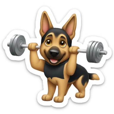 German shepherd lifting weights sticker
