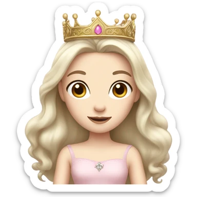 Princess- pale skin- Long dark hair- crown- light pink dress sticker