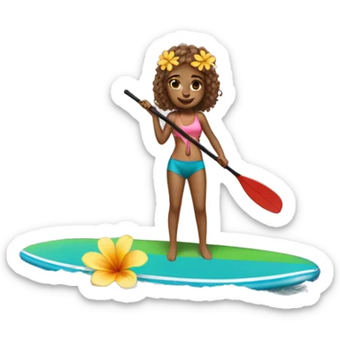 cute paddle boarding girl, with flower in her hair sticker