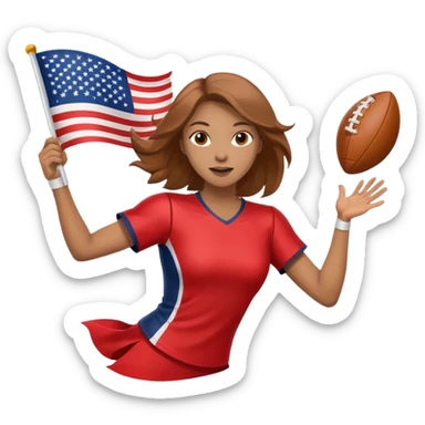 woman catching a flag football, dynamic action sticker