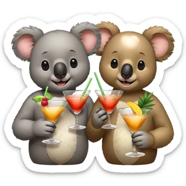 Koala and bear drinking cocktails sticker