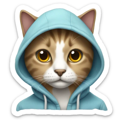 A cat wearing a hoodie sticker