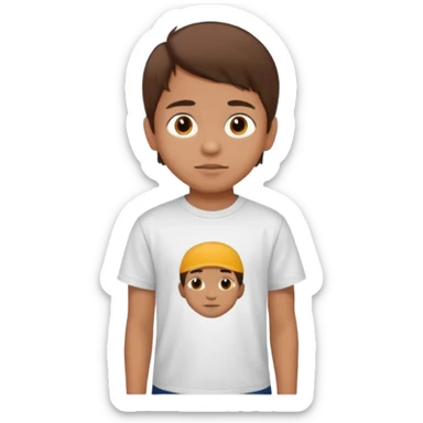 A 9 year old mexican boy with brown hair  sticker