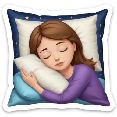 sleeping beauty brown-haired white girl peaceful sleep silk pillow sticker