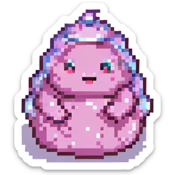pink poo with sparkles pixel art sticker