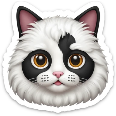 Black and white cat with mustache  sticker