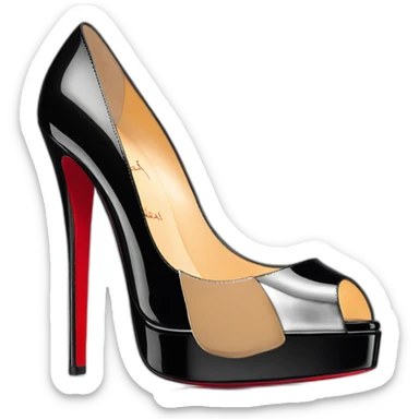 Louboutin Black patent Leather Lady Peep Toe Platform sticker