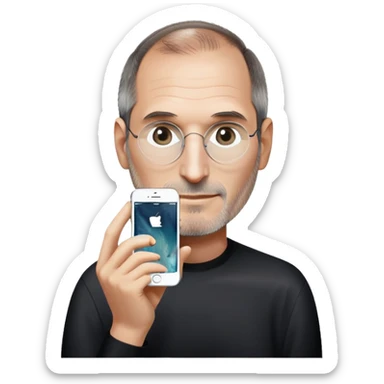 Steve Jobs with an IPhone sticker