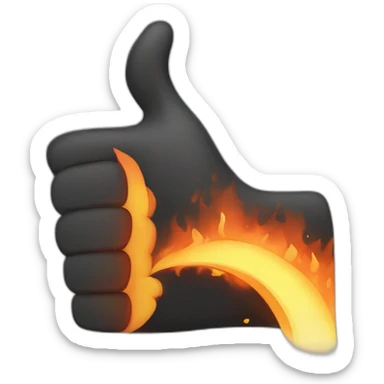 thumb-up-with-a-hand-in-fire-side sticker