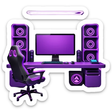 purple gaming setup sticker