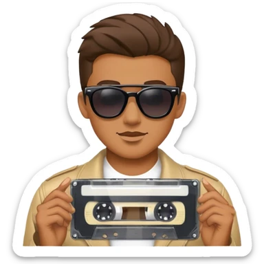 Cool guy with cassette and sunglasses sticker