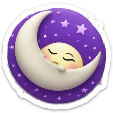 Sleeping moon with purple stars sticker