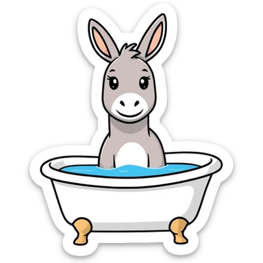 Donkey in bathtub sticker