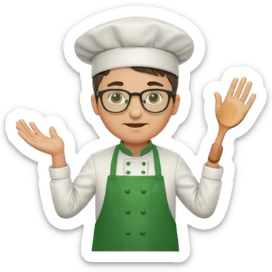 chef with green apron, wearing glasses sticker