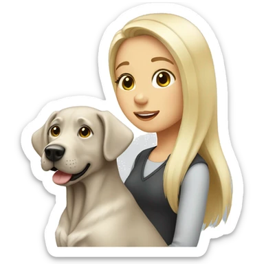 Blonde girl with a silver lab sticker