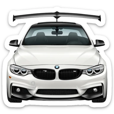 2016 white bmw 4 series with a black splitter and a small black fin  sticker