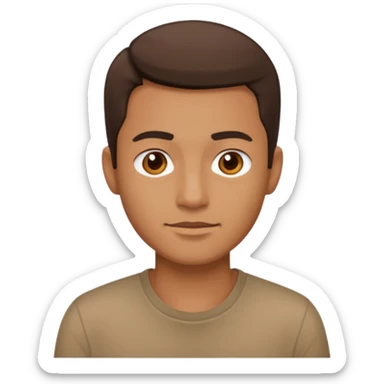 man wear brown shirt sticker