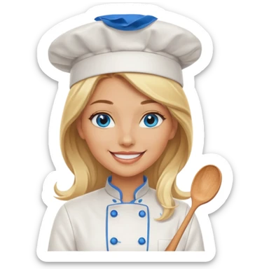 Sexy Long Blonde hair blue eyed female chef sticker