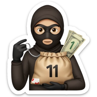 Un voleur avec un sac écrit 1 $ sticker