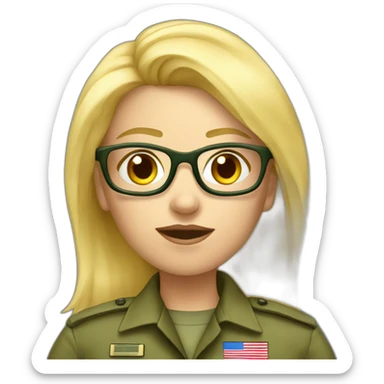 Blond girl general army with glasses sticker