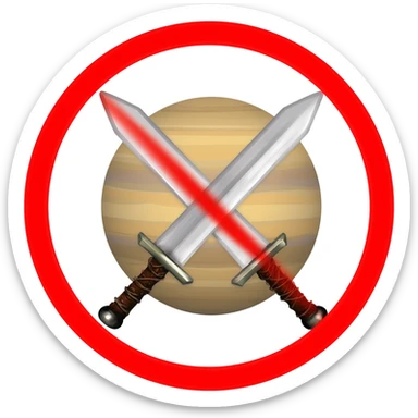 Saturn przekreślony 2 mieczami, bez kółka czerwonego sticker