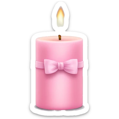 pastel pink candle, with pink bow sticker