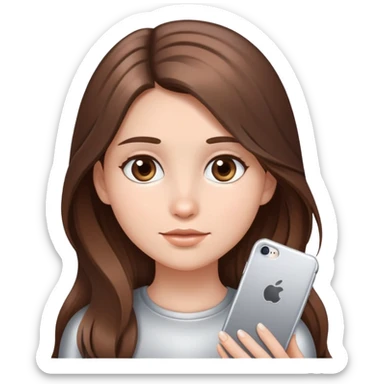 A girl with long brown hair holding a Silver gradient sticker