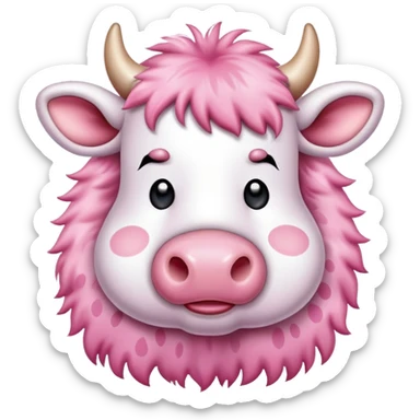 Cute pink cow sticker
