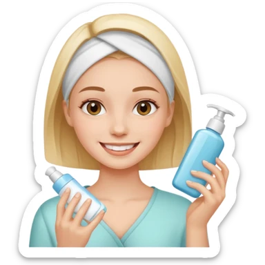 an emoji of a girl doing skincare sticker