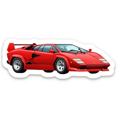 Make the red Lamborghini Countach even more minimalist and emoji-like sticker