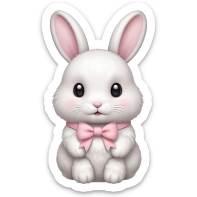 White bunny with light pink bow around its neck facing the side sticker