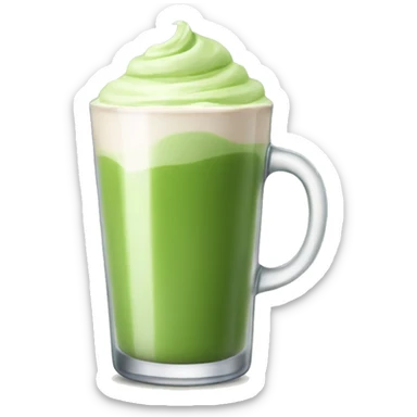 Matcha latte in a glass sticker