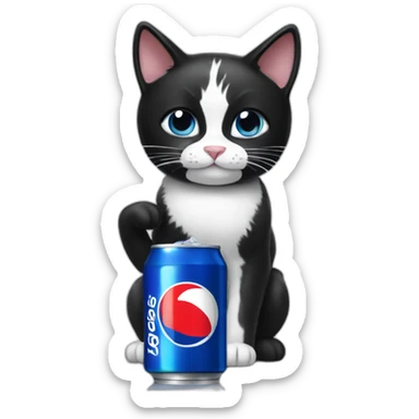 Black and white cat drinking pepsi sticker