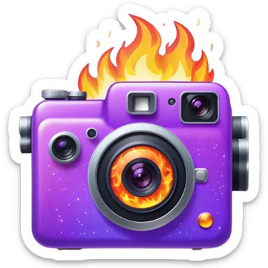 Glitter Fire Camera Purple sticker
