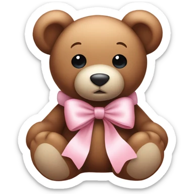 teddy bear with light pink bow sticker