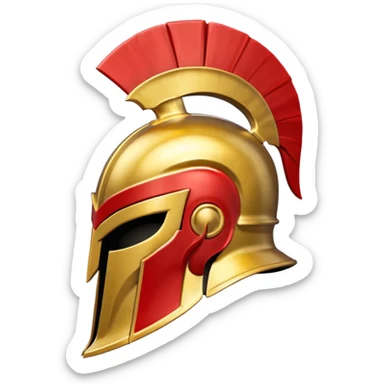 Side view of a gold and red Spartan helment sticker
