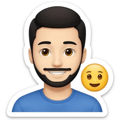 ein junge 20 jahre bisschen bart nur unten wenig und schwarze haare braune augen ein emoji boy  sticker