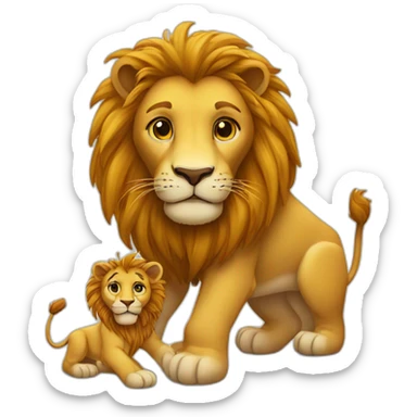 Lion et un bébé lion sticker