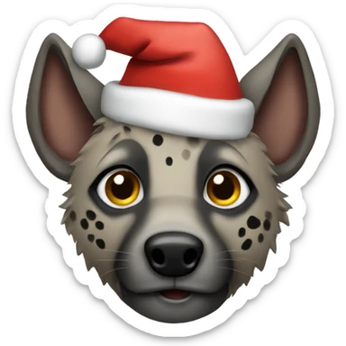 Hyena wearing Santa hat sticker