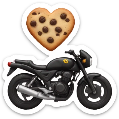 cookie heart with black motorbike  sticker