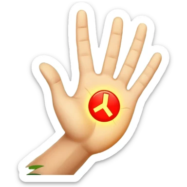 forest character hand out stop gesture glowing rune palm sticker