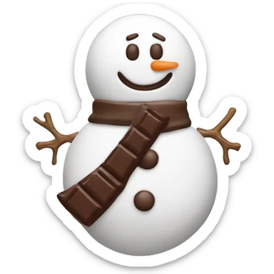 chocolate shaped snowman sticker