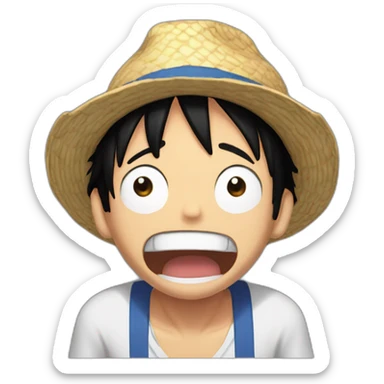 Shocked Luffy with his hands behind his head, his eyes wide open and his mouth wide open. sticker