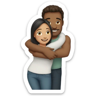 A women hugs men sticker