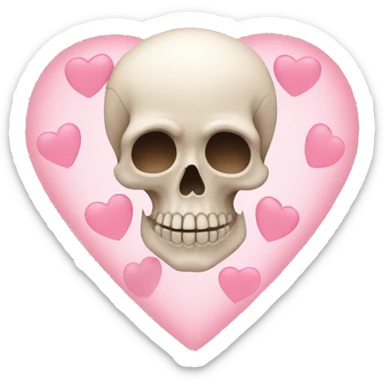 Skull with light pink hearts around it  sticker