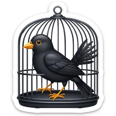 black bird in cage sticker